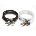 2 Piece Yin Yang Stainless Steel Leather Wrap Couples Lovers Bracelets