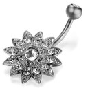 No Fade Stainless Steel Zircon Flower Navel Belly Button Ring Body Jewelry