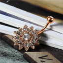 No Fade Stainless Steel Zircon Flower Navel Belly Button Ring Body Jewelry