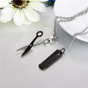 No Fade Stainless Steel Barber Shop Comb Clippers Pendant Chain Jewelry Set