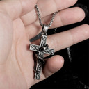 Stainless Steel Snake Serpent Men's Cross Pendant Chain Necklace