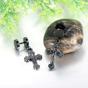 No Fade Stainless Steel Jesus Cross Crucifix Screw Back Earrings