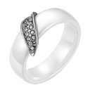 Ladies White Stainless Steel Tree Leaf Bling Bling CZ Rings