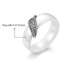 Ladies White Stainless Steel Tree Leaf Bling Bling CZ Rings