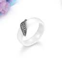 Ladies White Stainless Steel Tree Leaf Bling Bling CZ Rings