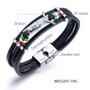 Mens Leather Fashion No Fade Stainless Steel Multi Layer Jesus Cross Mexico Spanish Bracelet