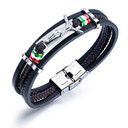 Mens Leather Fashion No Fade Stainless Steel Multi Layer Jesus Cross Mexico Spanish Bracelet