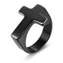 Mens Black Stainless Steel Street Wear Spiritual Jesus Cross Rings