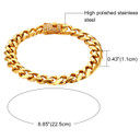 11mm No Fade Cuban Link Cz 14k Gold Silver Stainless Steel Bling Bling Bracelet