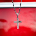 24k Yellow 14k White Rose Gold Cuban Cut Hip Hop Buss Down Cross Pendant