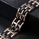 Mens Rose Gold Over Stainless Steel Black Ceramic Energy Bracelet