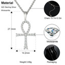 Genuine 100% Sterling Silver VVS1 Genuine Lab Diamond Ankh Cross Pendant Chain