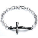 Faith Love No Tarnish 316L Stainless Steel Cross Couples Lovers Bracelet Set Combo