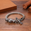 Mens Alpha Male No Fade Stainless Steel Inner Animal Wolf Bracelet