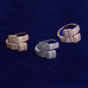 Ladies Ultra Ice Luxury Baguette 24k Gold Silver Rose Adjustable Bling Rings