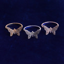 Ladies 5A Bling Bling 24k Gold Silver Rose Butterfly Rings