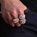 Mens Hip Hop Princess Cut 4 Prong Center Stone Baguette Iced Rings