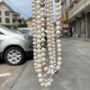 White Pink Casual High Fashion Adjustable Pearl Chain Necklace