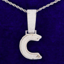 24k Gold 925 Silver Iced Initial Graffiti Letter Hip Hop Pendant Chain Necklaces 