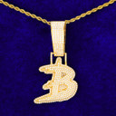 24k Gold 925 Silver Iced Initial Graffiti Letter Hip Hop Pendant Chain Necklaces 