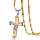 Mens No Fade 316L Stainless Steel Black Silver Gold Jesus Cross Pendant Chain Necklace