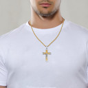 Mens No Fade 316L Stainless Steel Black Silver Gold Jesus Cross Pendant Chain Necklace