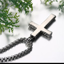 Mens Designer Weaved Style No Fade Stainless Steel Cross Pendant