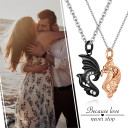 Couples Lovers Angel Pattern Gold Black No Fade Stainless Steel Pendant Necklace