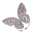 Ladies Platinum Cubic Zircon Sparkling Baguette Butterfly Rings