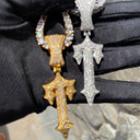 Mens Hip Hop Ancient Rock Star Sword Cross Hip Hop Pendant Chain Necklace