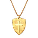 Mens No Fade Stainless Steel Armor Of God Shield Of Faith Pendant Chain Necklace