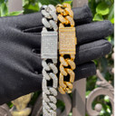 Mens 24k Gold Silver Rose Iced Hip Hop Figaro Link Chain Bracelets