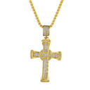 Mens 14k Gold Silver Over No Fade Stainless Steel Hip Hop Cross Bling Pendant