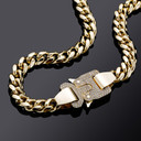 Mens New Designer 12mm Iced Spring Clasp 14k Gold Spring Clasp Cuban Link Chains