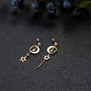 Stainless Steel Moon Star Dangling 14k Gold Silver Bling Earrings