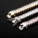 New Ice 8mm Gold Silver Pink Stone Gold Baguette Iced Link Tennis Bracelet