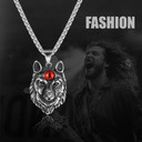 Mens Dominant Alpha Male Eye Of The Wolf No Fade Stainless Steel Pendant
