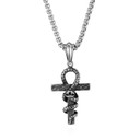 Stainless Steel Ankh Cross Cobra Snake Pendant Chain Necklace