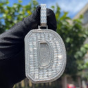 Mens Flooded Ice Baguette Initial Letter Hip Hop Pendant Chain Necklace