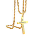 Mens Philippians 4 :13 I Can Do all Things Stainless Steel Cross Pendant 