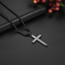 Mens Philippians 4 :13 I Can Do all Things Stainless Steel Cross Pendant 