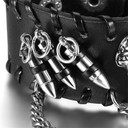 Mens Black Leather Bullet Skull Wide Cuff Street Wear Bracelet