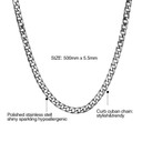 Mens No Fade Stainless Steel Hip Hop Cuban Link 20 Inch Chain Necklace