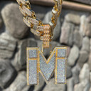 Flooded Ice Prong Set Baguette Initial Letter Custom Hip Hop Pendant