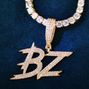 Frozen Ice 24k 925 Script Letters Initial Custom Made Hip Hop Chain Necklace