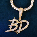 Frozen Ice 24k 925 Script Letters Initial Custom Made Hip Hop Chain Necklace