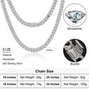 8mm 925 Solid Sterling Silver Genuine Lab Diamond Miami Cuban Link Chain Necklace