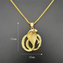 Coiled King Cobra Simulate Diamond 14k Gold over No Fade Stainless Steel Pendant Chain