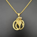 Coiled King Cobra Simulate Diamond 14k Gold over No Fade Stainless Steel Pendant Chain