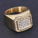 Mens Hip Hop No Fade 14k Gold over Stainless Steel Simulate Diamond Rings